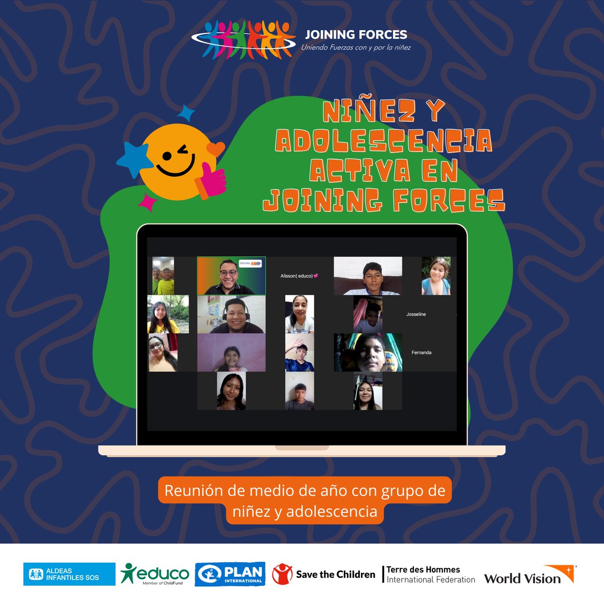 JoiningForcesSV's tweet image. El sábado se reunió el grupo de NNA activa en JF para revisar los logros del primer semestre, como el informe &quot;Un sitio en la mesa&quot; y la Campaña contra el Castigo Físico y Humillante.  La inclusión y el protagonismo de NNA son vitales para poner fin a la violencia en El Salvador.