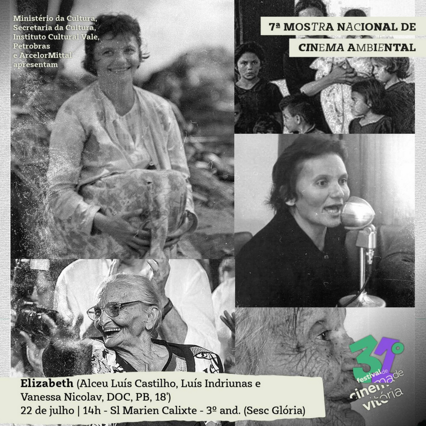 Daqui a pouco, às 14h, começa a exibição do doc Elizabeth no Festival de Cinema de Vitória (ES), no #SescGlória.

Produzido pelo De Olho nos Ruralistas, o filme conta a trajetória de Elizabeth Teixeira, 99, líder das Ligas Camponesas da Paraíba.