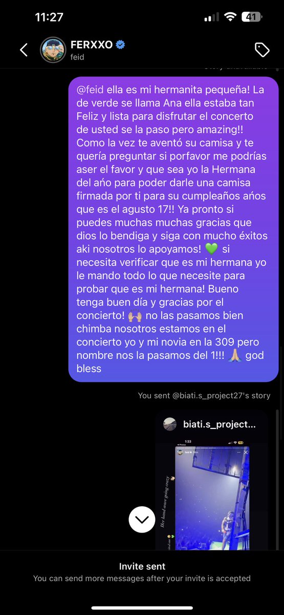 Biati10's tweet photo. @ferxxo4  te escribi en Instagram el dia despues de el show en Atlanta que estuvo 🔥🙌🏼 bueno estos son Los videos de mi hermanita y uno tuyo que capturastes su felicidad en e concierto su cumpleaños es agosto 17 i me gustaría regalarle una camisa firmada por ti! @ferxxo4 https://t.co/57cBBzRarH