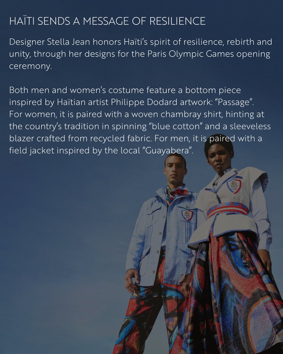 Finally, Haïti has taken the spotlight by coming up with one of the most original kits, proving that its teams and athletes are ready for the competition despite the political unrest and natural disasters that have recently hit the country. 

#birimian #paris2024olympics #haiti