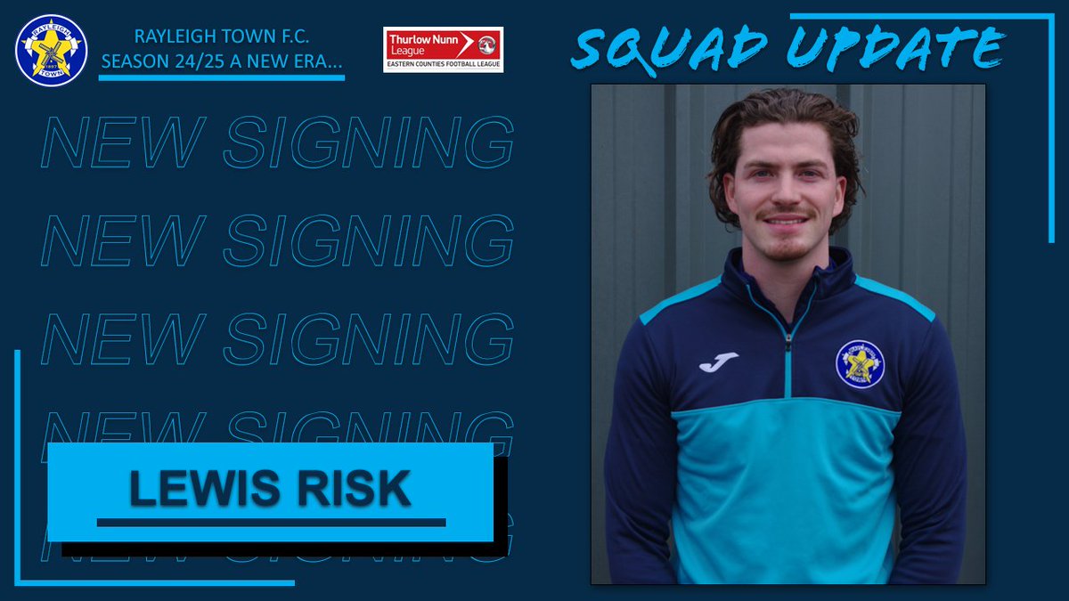 RayleighTownFC1's tweet photo. 🔵 NEW SIGNING 🔵 
Lewis Risk - The left back joins us after having spells with Redbridge, Ilford &amp; Hullbridge in past seasons. Welcome to the club, Lewis. https://t.co/6zAPLiYVtG