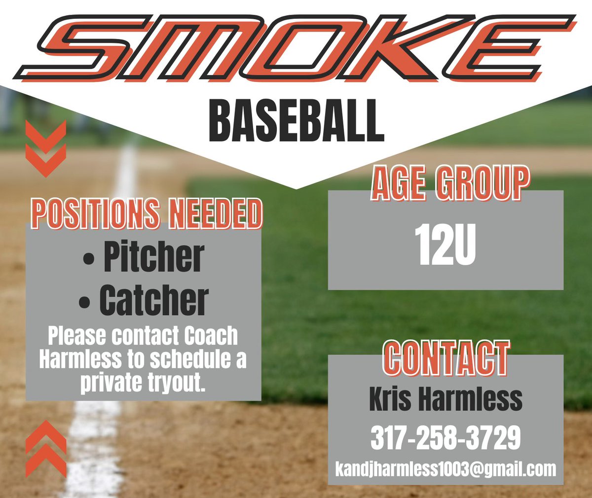 ⚾️12U Baseball is looking for a pitcher and catcher!⚾️