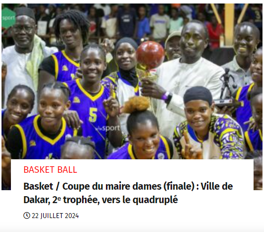 journal_stades's tweet photo. Basket / Coupe du maire dames (finale) : Ville de Dakar, 2ᵉ trophée, vers le quadruplé
https://t.co/FHOw3stBaO
#basket #kebetu #asvillededakar https://t.co/basD3UHvcC