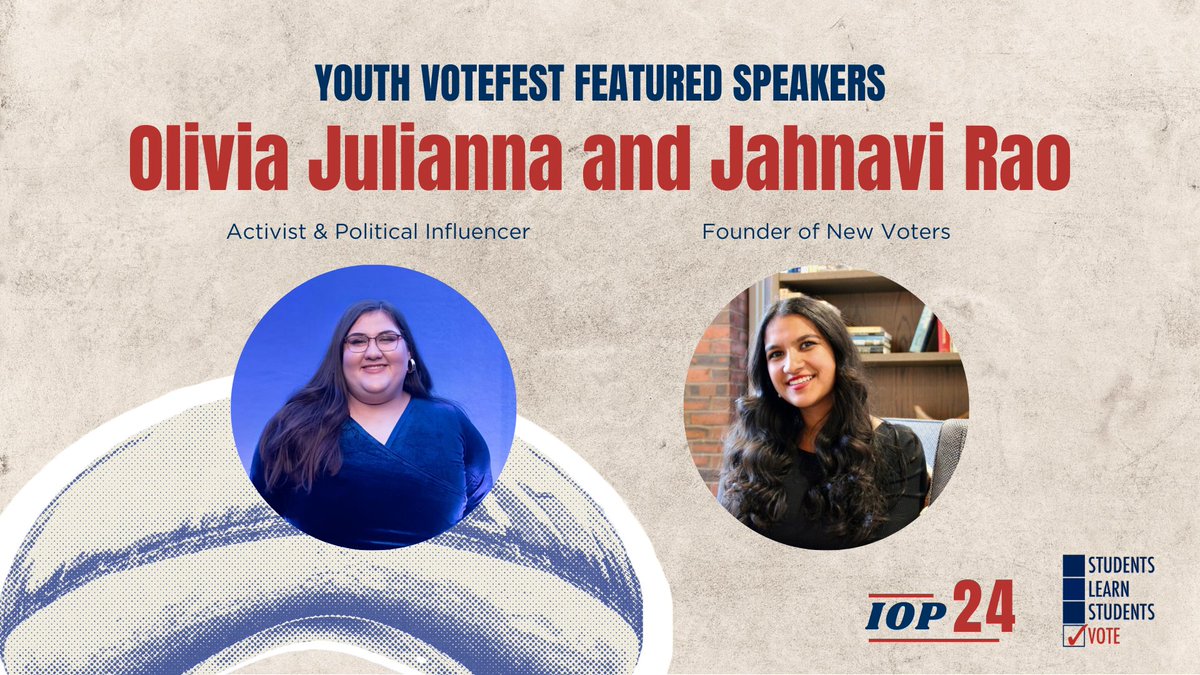 UChicago Institute of Politics (IOP) (@uchipolitics) on Twitter photo Seismic shifts are coming to Chicago this August. Gen-Z activists <a href="/0liviajulianna/">Olivia Julianna 🇺🇸🦅🗳️</a> & Jahnavi Rao, founder of <a href="/newvotersorg/">New Voters</a>, will join us at Chicago Youth VoteFest! to discuss the power young people wield not only in the fall but for elections to come
airtable.com/appx1t8Vlxh6aQ… Seismic shifts are coming to Chicago this August. Gen-Z activists <a href="/0liviajulianna/">Olivia Julianna 🇺🇸🦅🗳️</a> & Jahnavi Rao, founder of <a href="/newvotersorg/">New Voters</a>, will join us at Chicago Youth VoteFest! to discuss the power young people wield not only in the fall but for elections to come
airtable.com/appx1t8Vlxh6aQ…