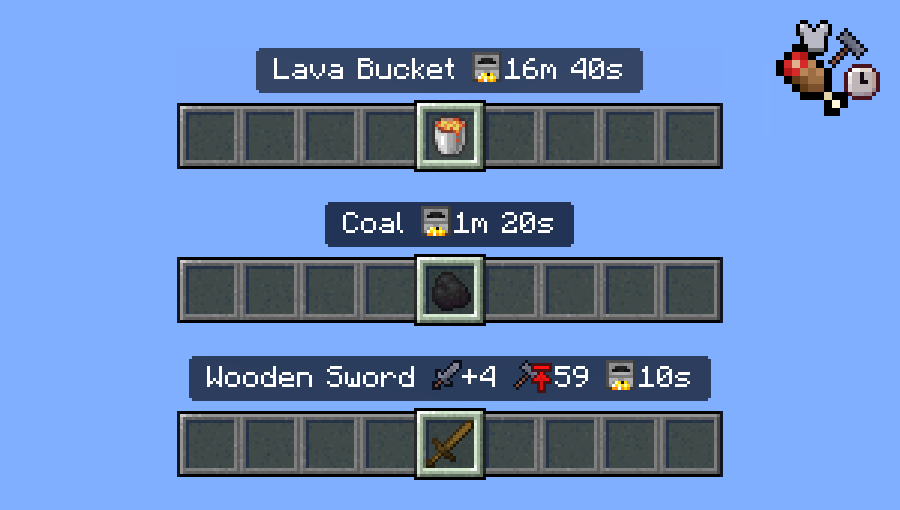 Furnace Fuel icons are coming to Item Info+! Now you can see how long an item lasts as fuel in furnaces, smokers and blast furnaces.