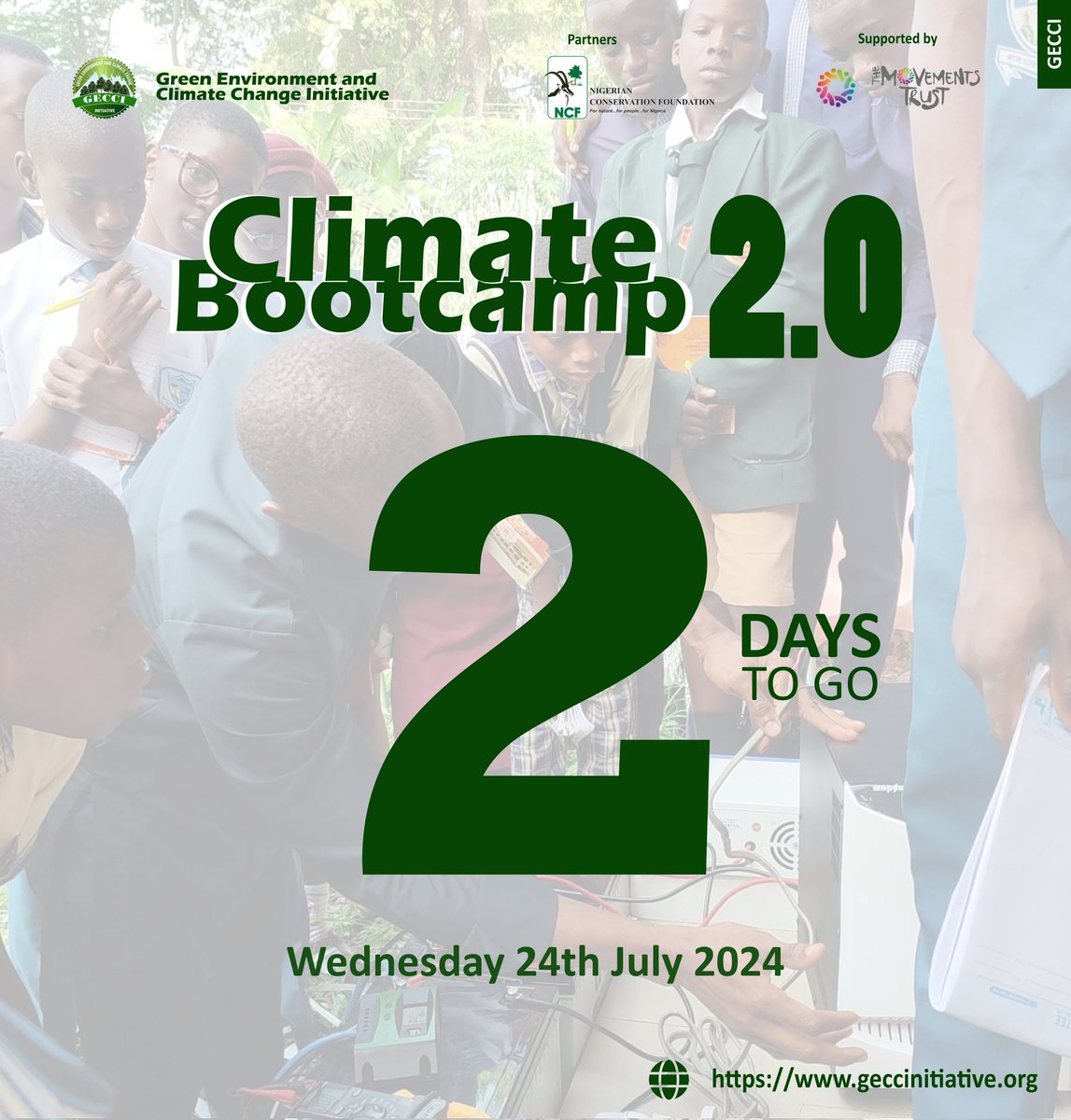 _grenchi's tweet photo. Countdown to #ClimateBootcamp 2.0. Only 2days to go💃
The excitement is palpable as we are just 2days away from Climate Bootcamp 2.0

During the event, experts will engage students on the current environmental issue affecting us as a nation and share actionable initiatives the... https://t.co/ZCwDzDSCqW