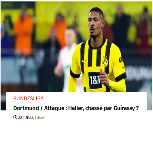 journal_stades's tweet photo. Dortmund / Attaque : Haller, chassé par Guirassy ?
https://t.co/MatFrlC8To
#dortmund  #Haller https://t.co/UDSIl31w9K