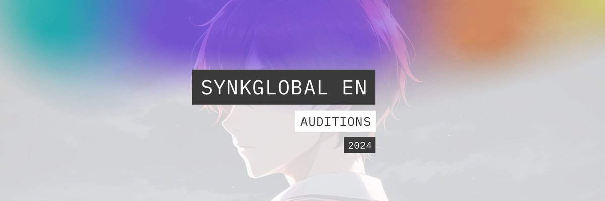 【#SYNKGLOBAL_EN VTuber Auditions】

VTuber Auditions for English-speaking streamers OPEN! Apply now!

📋Application form + Details:
forms.gle/9AabjeFfmjmtUV…

⏰Application deadline:
August 22(Mon), 00:00 EST