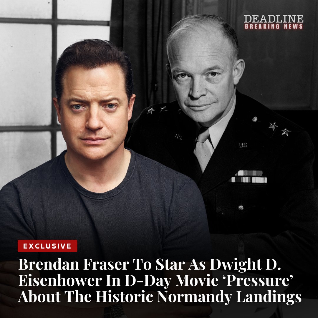 DEADLINE's tweet image. EXCLUSIVE: Oscar winner Brendan Fraser (The Whale) has been set to play Supreme Allied Commander Dwight D. Eisenhower in Working Title and Studiocanal‘s upcoming D-Day movie Pressure, alongside Andrew Scott tinyurl.com/2sfbd647