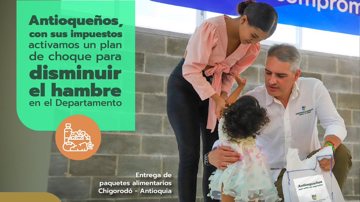 GobAntioquia's tweet photo. Disminuir el hambre de los Antioqueños es un compromiso por el que trabajamos todos los días. Avanzamos en la entrega de paquetes alimentarios a niños entre 0 y 5 años en situación de riesgo o desnutrición. https://t.co/dDEUwth0su