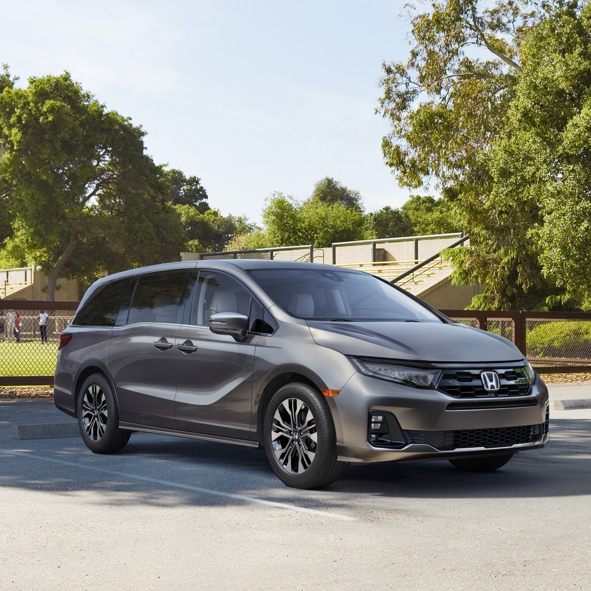 Honda's tweet image. The 2025 #HondaOdyssey sports updated looks and technology. Arriving at dealers starting tomorrow.