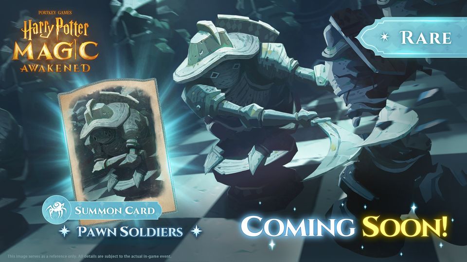 The all-new Pawn Soldiers Rare Summon Card can soon be obtained in the shop soon. Will you be adding this new summon to your collection? #HarryPotter #MagicAwakened
