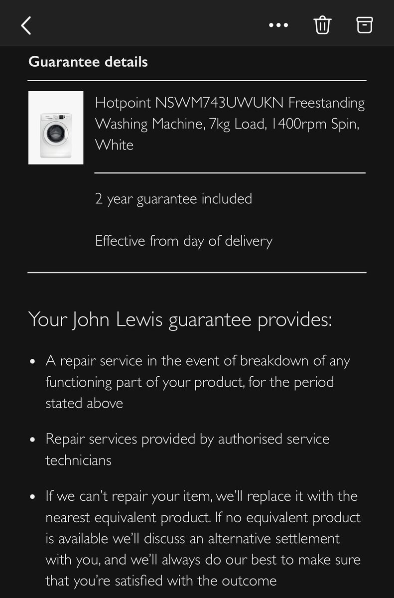 StuartAParker's tweet photo. Hugely disappointed in @johnlewishelp, you have been out several times to “repair” my elderly parents washing machine which is covered by your 2 year guarantee. You’ve not fixed the problem and you’re now saying hotpoint are refusing to replace the unit….. https://t.co/4e3OKsxHEv