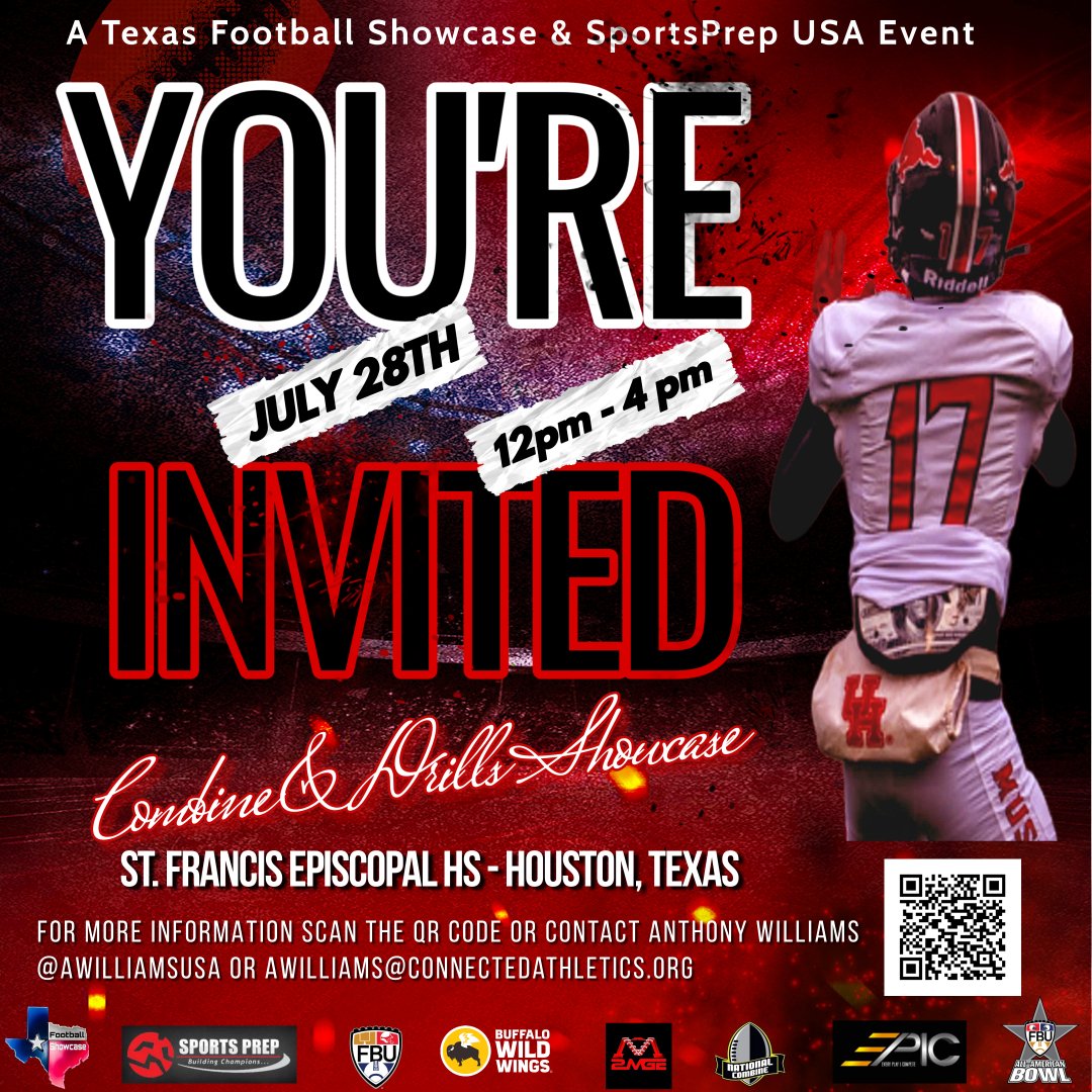 Anthony Williams (@awilliamsusa) on Twitter photo Excited to announce that '26 WR @_yancy1 from
<a href="/fb_westfield/">Westfield Mustang Football</a> is officially invited to the NFL Combine & Skillz Showcase in Houston on July 28th! Watch out for this rising star! #RisingStar #FridayNightLights
hudl.com/v/2Mz0nS Excited to announce that '26 WR @_yancy1 from
<a href="/fb_westfield/">Westfield Mustang Football</a> is officially invited to the NFL Combine & Skillz Showcase in Houston on July 28th! Watch out for this rising star! #RisingStar #FridayNightLights
hudl.com/v/2Mz0nS