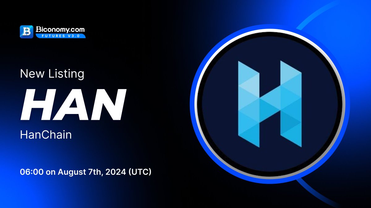 BiconomyCom's tweet photo. 🚀NEW LISTING🔥 $HAN

#Biconomy will list @HanIdentity and open the #HAN / #USDT trading pair at 6:00 on August 7th, 2024 (UTC)🔥

🗓️Open deposit and withdrawal time: 6:00 on August 7th, 2024 (UTC)
 
About #HanChain：
"Dual cryptocurrency platform with Defi structure focusing on real-life use. AdKhan: advertising platform, NFT-PLAY: WebDrama and MusicVideo streaming service, MusiKhan: music streaming service. NFT-WebDrama and MusicVideo, token-MusicCopyright, token-HAN stakings are available."🚀

Full details👉 https://t.co/LAJy1zk5sr

#BiconomyExchange #BIT #Crypto #Blockchain #Trading #cryptomarket #bitcoin #cryptocurrency #cryptonews #cryptocurrencynews #cryptocurrencies #web3 #listing #altcoins #memecoins #cryptoexchange #listings #altcoin