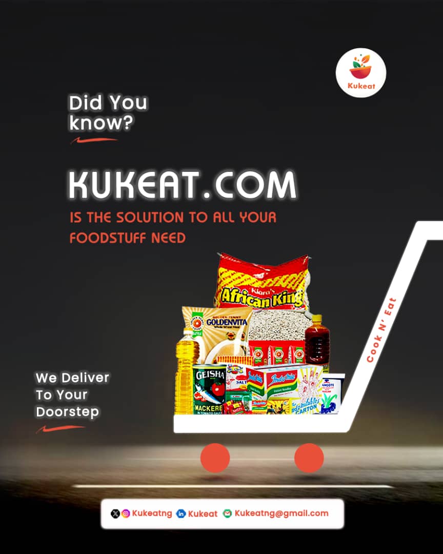 KukeatNG's tweet photo. Kukeat is the solution to all your foodstuffs need. Order now!
#foodstuffdelieverystoreinakure
#kukeat https://t.co/ikpGoEQstt
