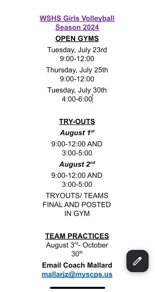 WSHS Volleyball (@wshsbearsvball) on Twitter photo Open gyms, tryouts, season!
ALL CLEARANCE PAPERWORK MUST BE IN ๐๐๐ป๐ <a href="/Petes_dragons/">Mr. Gaffney</a> <a href="/WSBearAthletics/">WINter spRINGS ATHLETICS</a> email Coach Mallard mallarjz@myscps.us Open gyms, tryouts, season!
ALL CLEARANCE PAPERWORK MUST BE IN ๐๐๐ป๐ <a href="/Petes_dragons/">Mr. Gaffney</a> <a href="/WSBearAthletics/">WINter spRINGS ATHLETICS</a> email Coach Mallard mallarjz@myscps.us