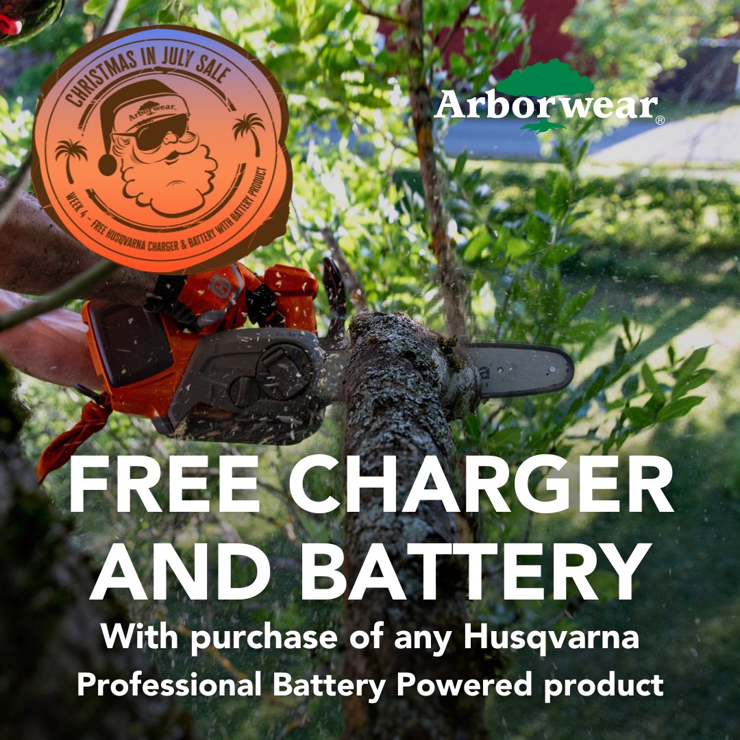 ARBORWEAR IS GIVING AWAY FREE HUSQVARNA BATTERIES AND CHARGERS THIS WEEK☀️🎅 For every Husqvarna Professional Battery unit you order, you'll receive a FREE QC500 high-voltage charger and BLi300 battery worth over $460!