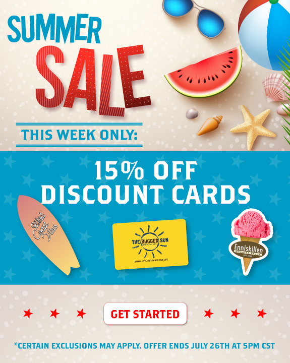 LIMITED TIME DEAL!!
From July 22nd to July 26th, get 15% off Custom Discount Cards only with Plastic Printers! 
hubs.li/Q02G_w280