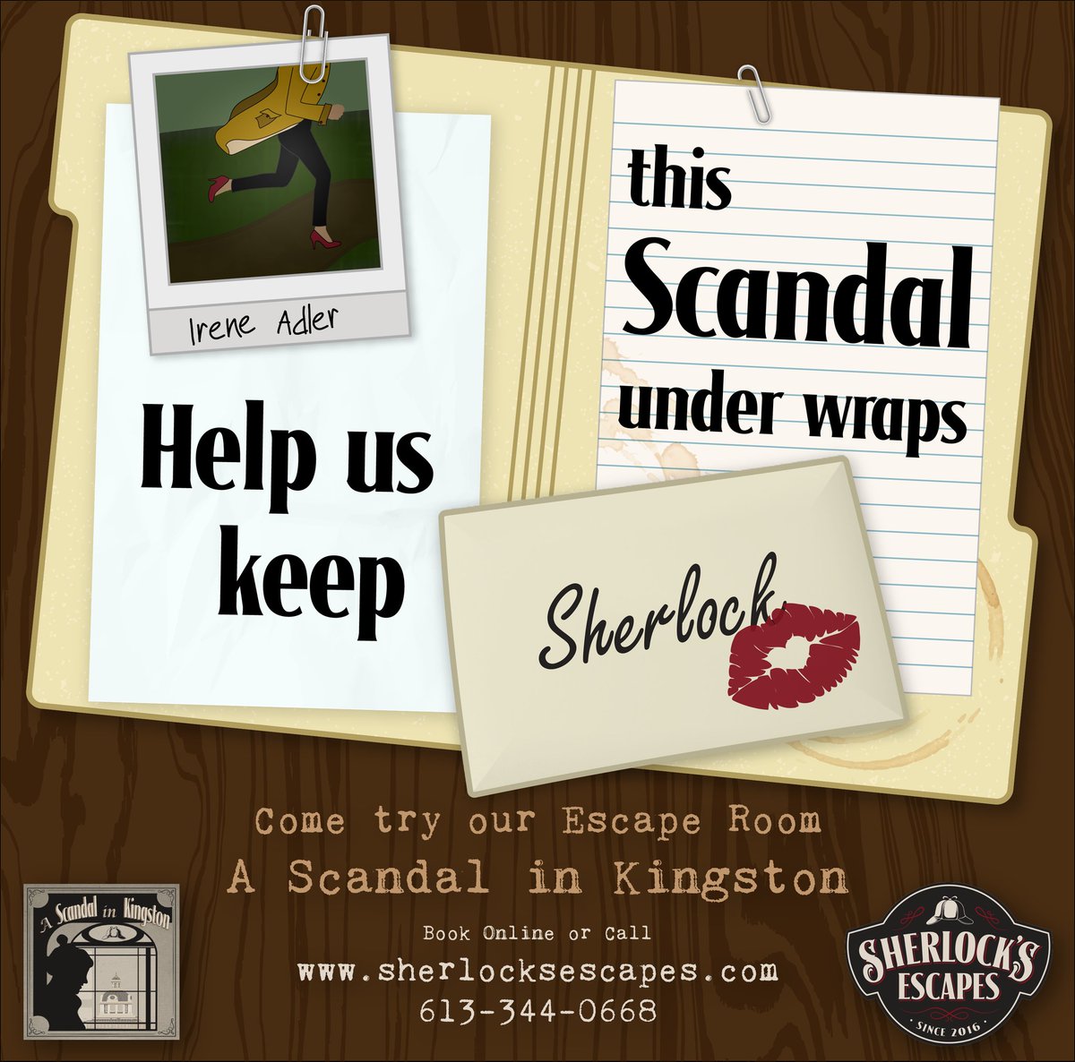 SherlockEscapes's tweet photo. Deep inside the apartment of Irene Adler you'll need to find a stolen case file from Sherlock’s Escapes Detective Agency. It is imperative that we get this file back which is why we need YOUR help to break into her apartment to retrieve it. Can you find the file? https://t.co/8cYjlGtJQg