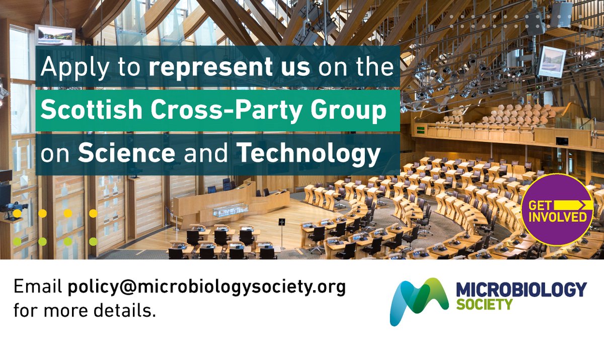 Microbiology Society (@microbiosoc) on Twitter photo Are you based in Scotland and interested in science policy? We're looking for a member to act as our representative on the Scottish Cross-Party Group on Science and Technology. Send your CV and a short cover letter to policy@microbiologysociety.org to apply before 14 August 2024 Are you based in Scotland and interested in science policy? We're looking for a member to act as our representative on the Scottish Cross-Party Group on Science and Technology. Send your CV and a short cover letter to policy@microbiologysociety.org to apply before 14 August 2024