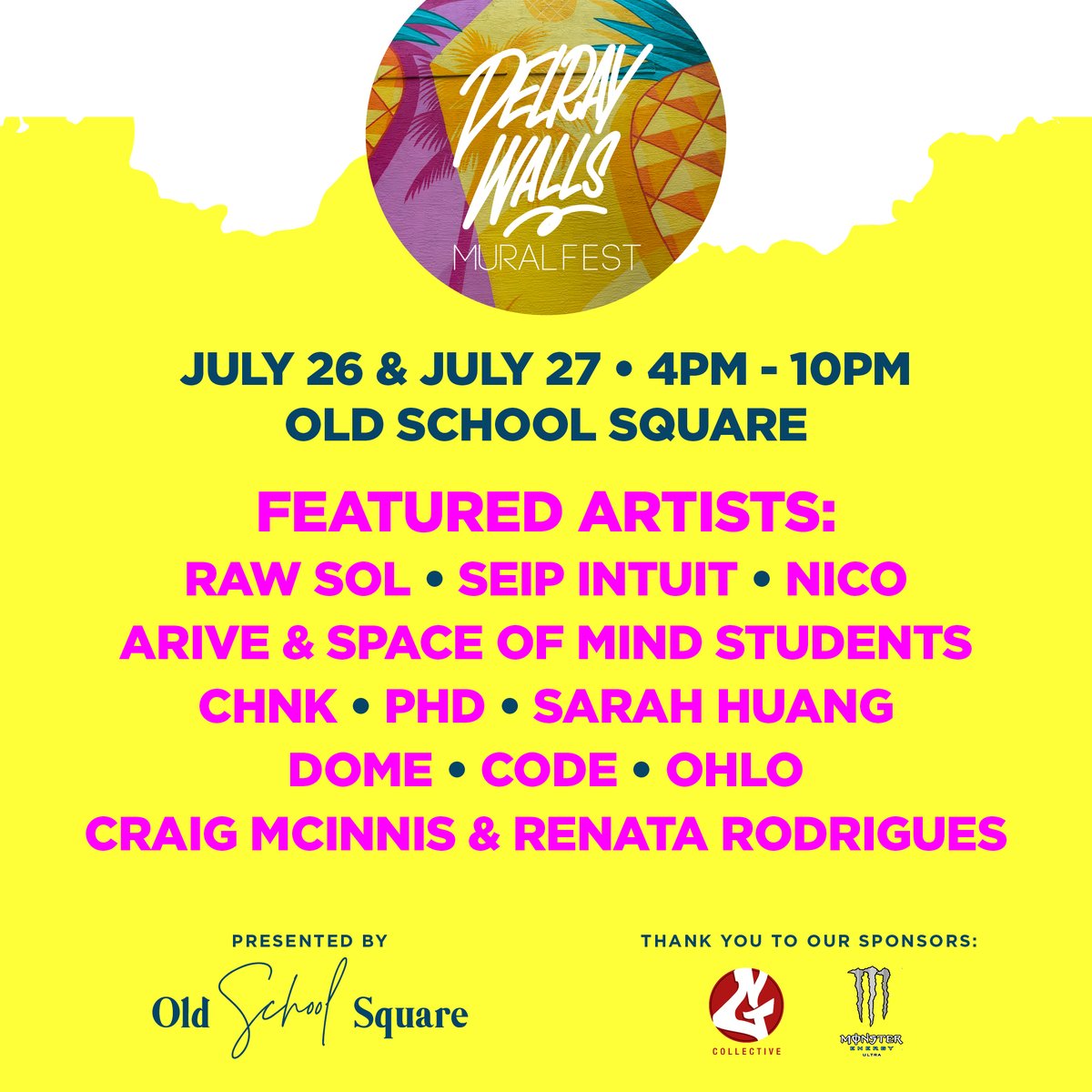 Get your tickets NOW for the 2nd Annual #DelrayWallsMuralFest at Delray's Old School Square this weekend! It's a two-day art and music festival with some of the most talented street artists painting giant murals in the park. Tickets are just $10: tickets.delrayoldschoolsquare.com