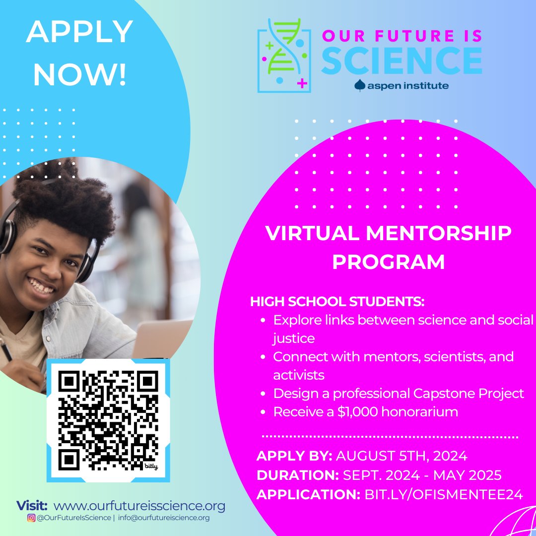 OurFutureisSci's tweet photo. APPLY TODAY!

OFIS is a virtual mentorship program that pairs high-schoolers in the U.S. with STEM graduate students. Over 8-9 months we aim to inspire future STEM leaders by connecting science with social and community issues. 

APPLY TODAY at:  https://t.co/UKLsZ1M3vM https://t.co/zcWg96hu5m
