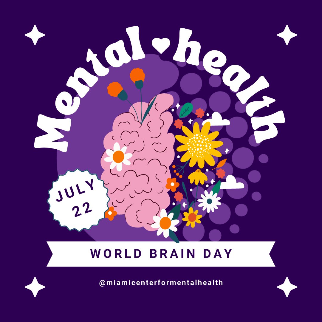 miamentalhealth's tweet photo. Happy World Brain Day! 🧠 Today, we celebrate the powerhouse that drives our thoughts, emotions, and actions.

#WorldBrainDay #MentalHealthMatters #BrainHealth #miami #miamicenter #mentalhealth #miamicenterformentalhealth https://t.co/KPF6ZO3TDb