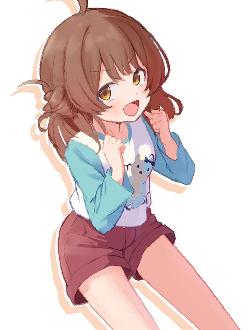 佑芽「プ゛ロ゛デ゛ュ゛ー゛サ゛ー゛さ゛ん゛!゛!゛」 P「……そのTシャツどこかの事務所で見た気が…」  #花海佑芽