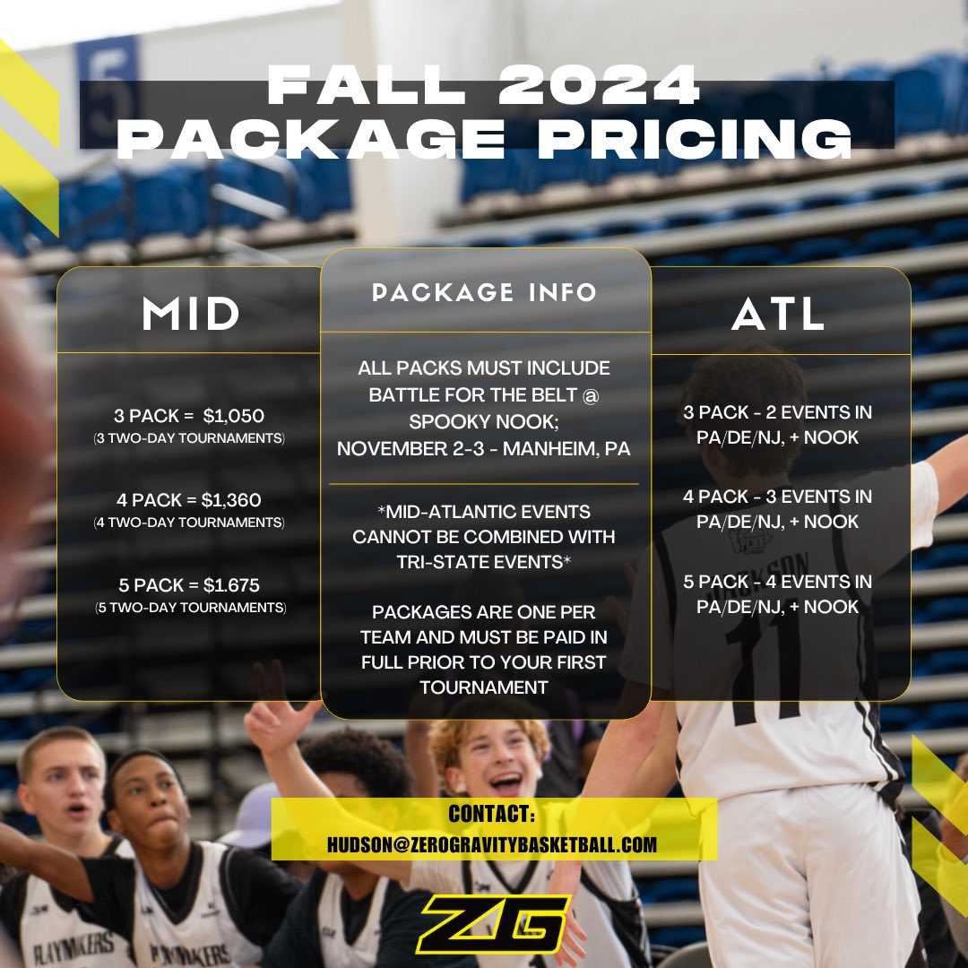 zg_midatlantic's tweet photo. Fall 2024 package pricing is now available!
Don’t miss out on the biggest #ZGFALL Yet! Contact @Hudson_ZG to secure your spot today❕
🔗 https://t.co/oVKiYfwV9P
🔗 https://t.co/xHJO0LKdar
🔗 https://t.co/Sp94zIk1LW
#ZGBB | @ZeroGravityBB https://t.co/Q9njCkSDCo