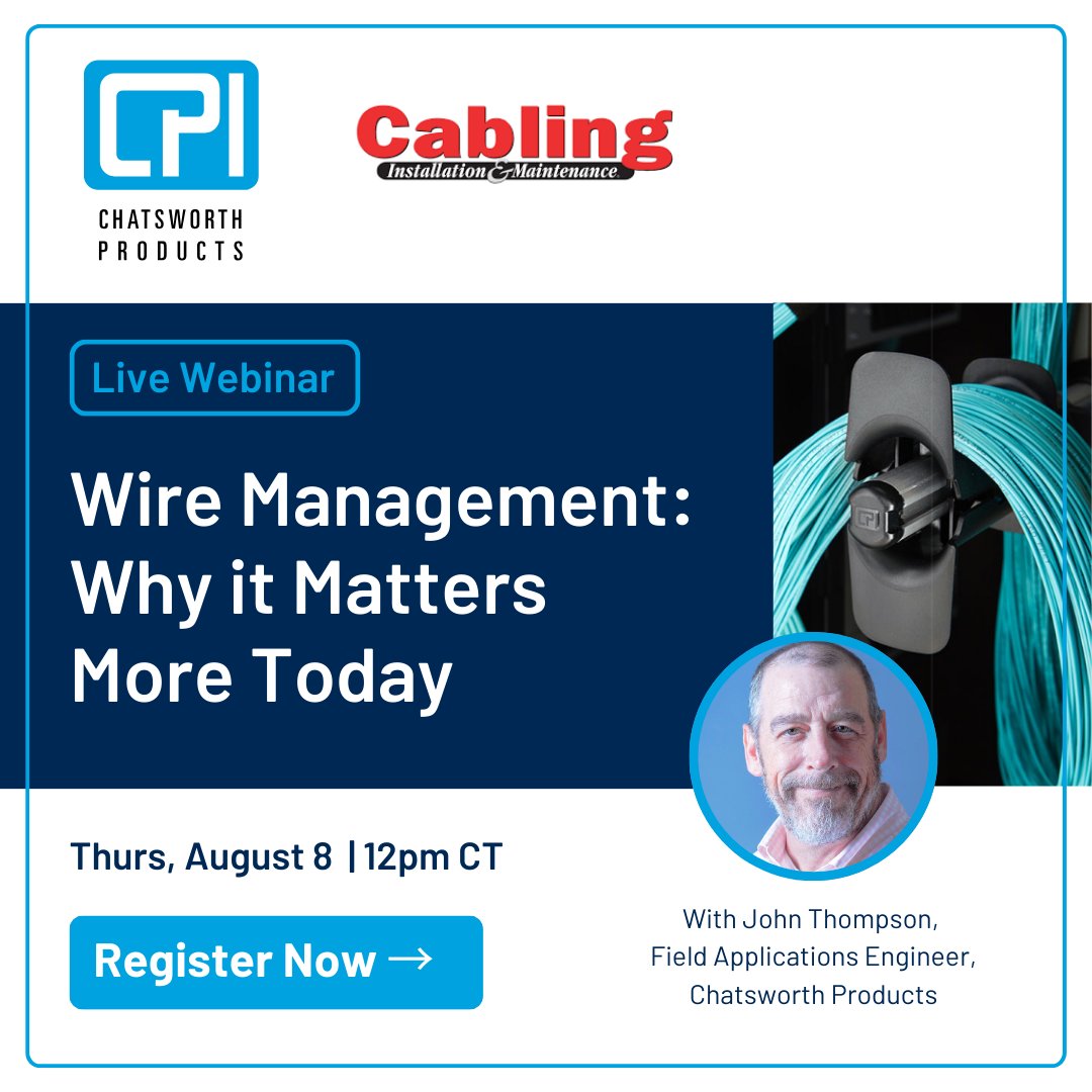 Join our webinar on #cabling solutions for data-intensive applications. 

Learn how to prevent latency and optimize performance. 

Whether upgrading or planning new, gain insights to stay ahead. 

Aug 8, 2024 | 12pm CT 

Register: cablinginstall.com/home/webinar/5… 

#structuredcabling