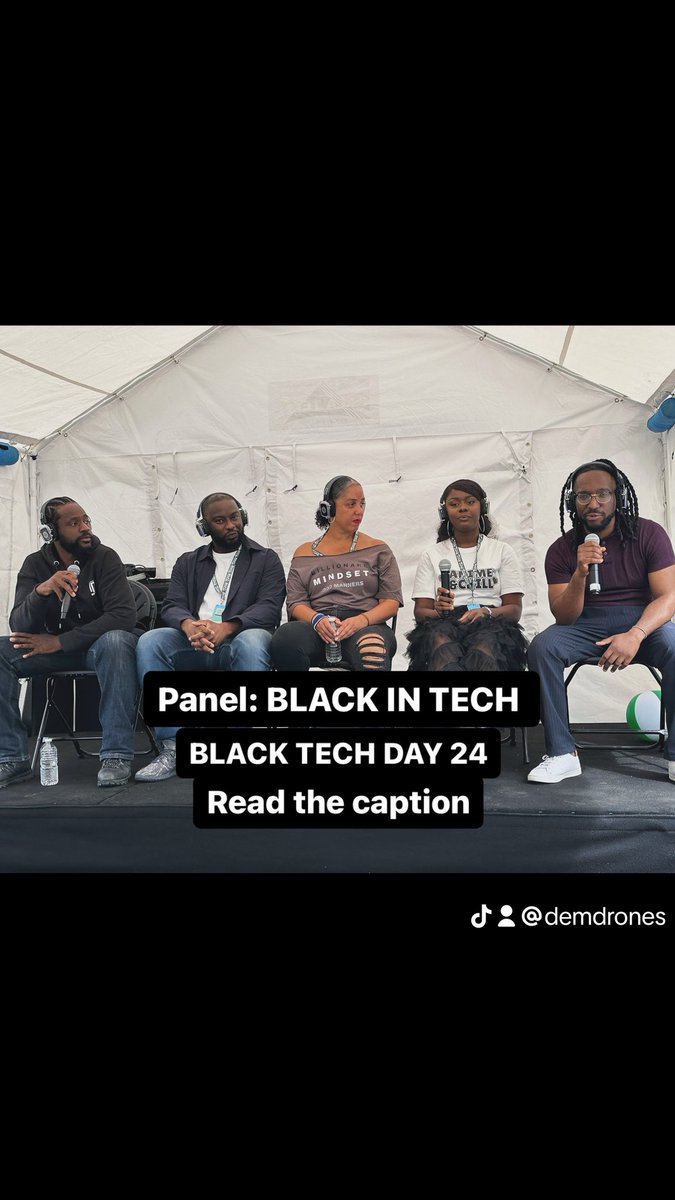 They told me to try and build a X following so, here is a  #tech panel at <a href="/blacktechday/">Black Tech Day</a> 
I’m the one on the fall left. #panel #tedtalk