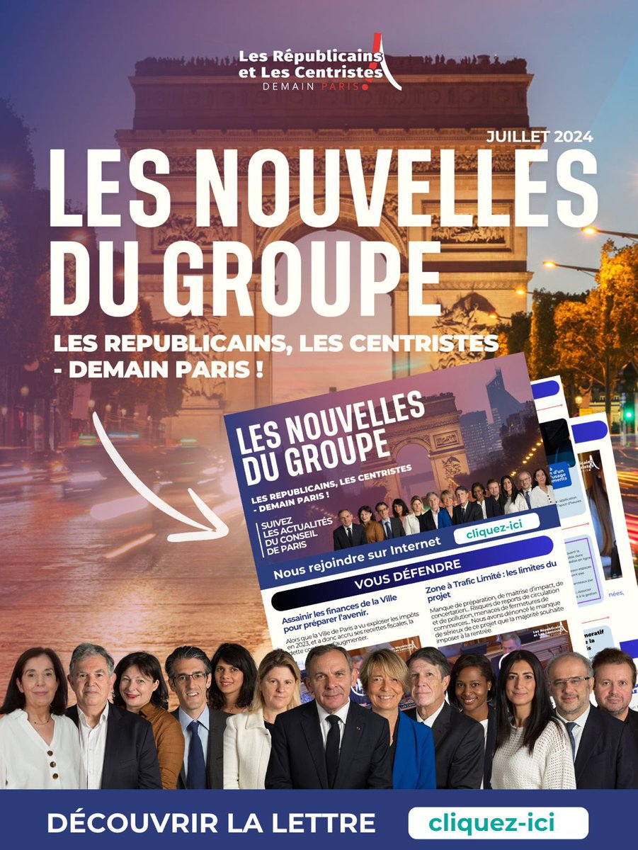 Les élus du groupe Les Républicains, Les Centristes - Demain Paris ! sont mobilisés pour défendre Paris et les Parisiens, et préparer l'alternance en 2026. 
 
📱💻 Retrouvez ici les temps forts du dernier Conseil de Paris 👉 drive.google.com/file/d/1pGxC2y…