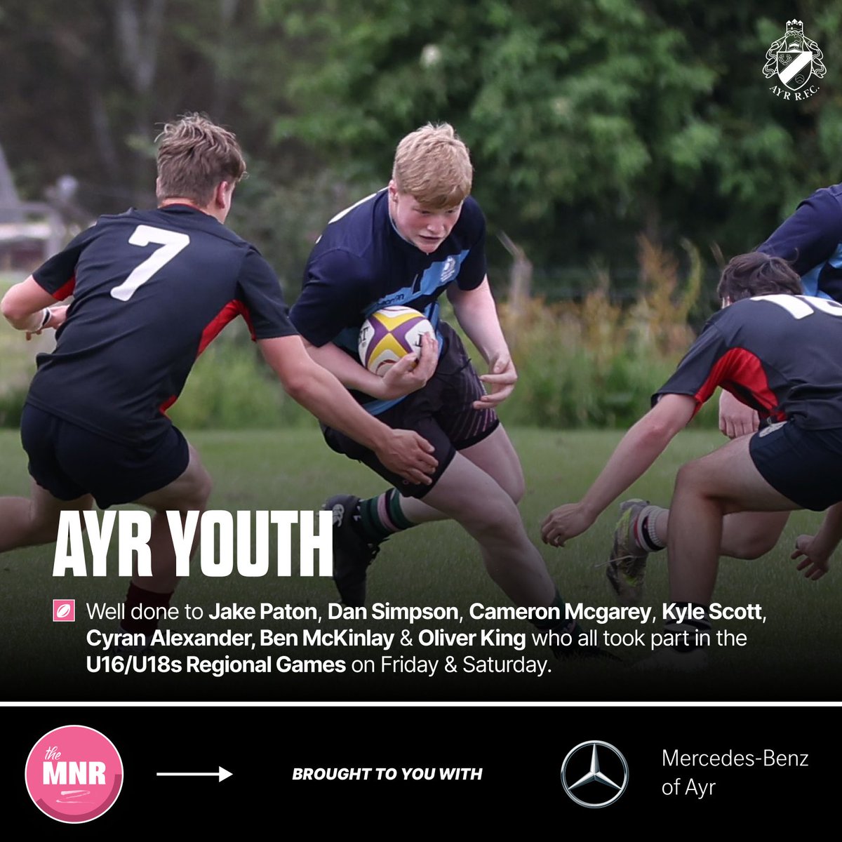 OfficialAyrRFC's tweet photo. The Monday Night Roundup | 🗒️

Start your week off by catching up on all the ongoings at the club - Brought to you with Mercedes-Benz of Ayr!

Check out all our teams below: 👇
https://t.co/au4hAaOUDa

#millbraemade | #MNR https://t.co/Bm6nzu3wo8