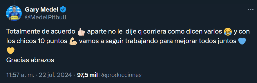 Gary Medel sobre su cruce con Milton Delgado.