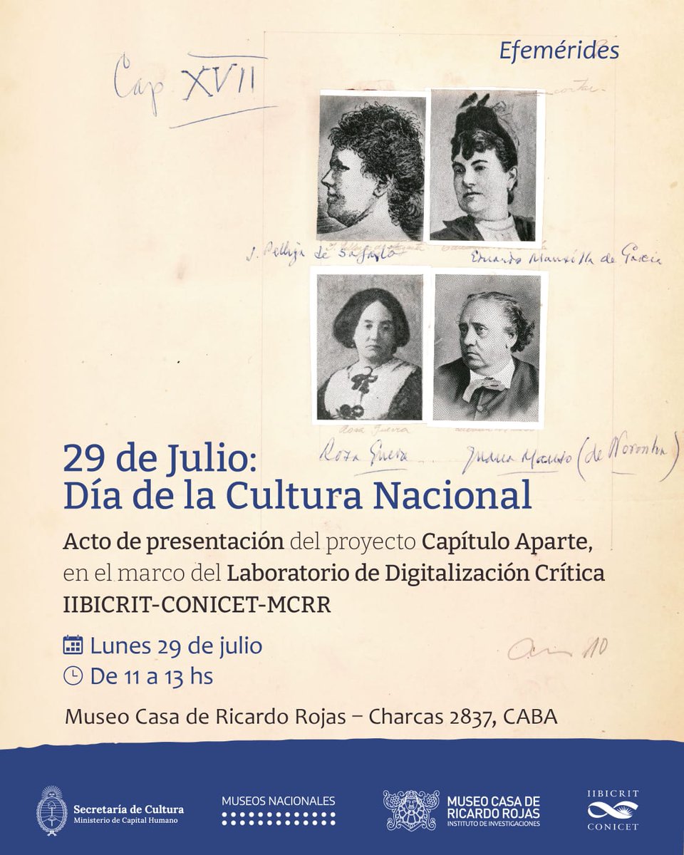 ¡Presentamos Capítulo aparte: Mujeres en la Historia de la Literatura Argentina de Ricardo Rojas! 

Proyecto SECRIT-CONICET-MCRR.