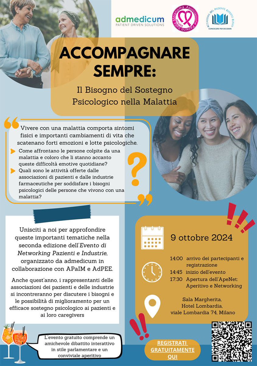 ConslancioOnlus's tweet photo. YOU'RE INVITED!! 
✅🇮🇹 #conSLAncio, @admedicum, #APaIM, @EUPATI_IT are thrilled to invite you to the upcoming event of Networking Patients &amp; Industries focusing on psych support in #Milan on Oct 9!

#Free sign-up➡️https://t.co/R0lNWfsEtr

#ALSMNDWithoutBorders #patientengagement https://t.co/9IEj9S7lVM
