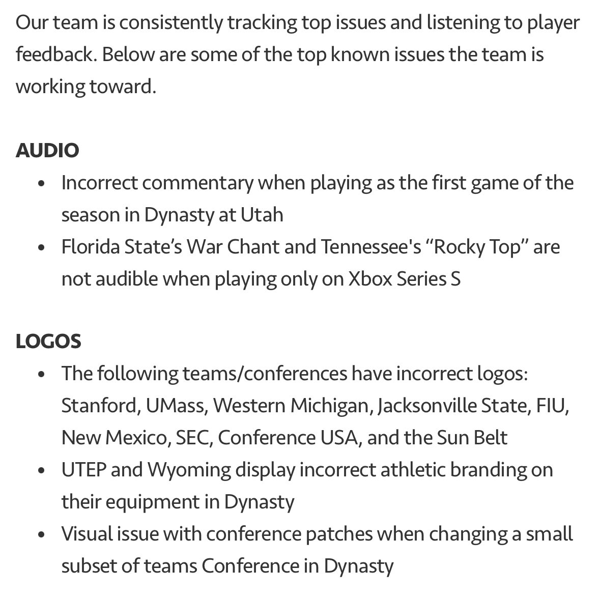 CFBKings's tweet image. BREAKING: EA announces coming updates for CFB25, including fixes to audio/logos/dynasty sim logic. 🙌

(via @CFBDirect)
