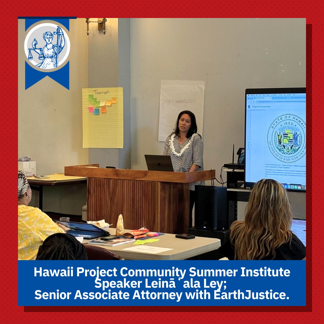 CivicEducation's tweet image. Rylee Brooke and Leināʻala Ley speak at the Hawaii Project Community summer institute. 🌊 Learn more about Project Community here: civiced.org/project-commun… #civics #projectcommunity #medialiteracy #civics