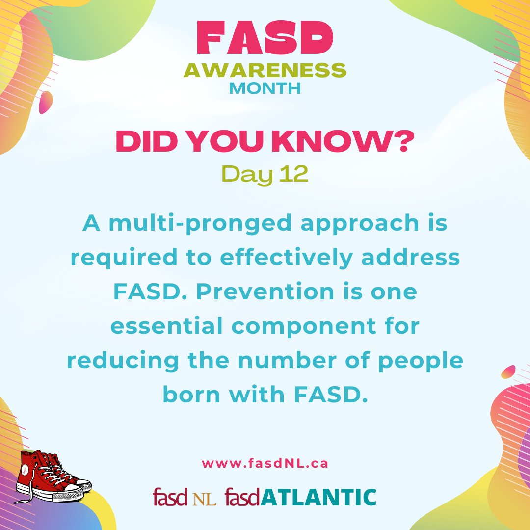 #DidYouKnow: Day 12!

A multi-pronged approach is required to effectively address FASD. Prevention is one essential component for reducing the number of people born with FASD.

#FASDawareness 🧠