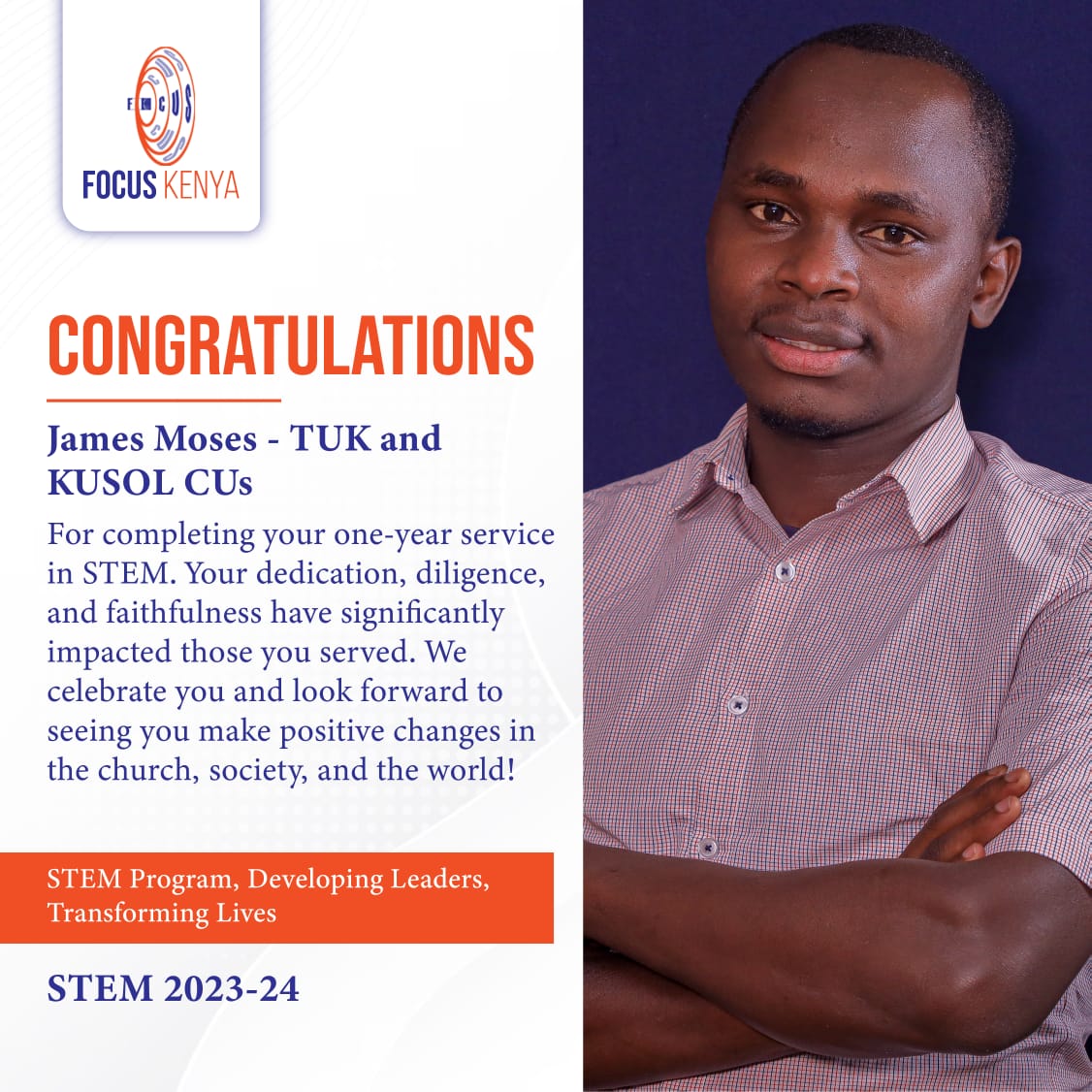 TUK_CU's tweet photo. Congratulations James Moses. You have been a great leader and instrumental in the work of the lord. Congratulations 👏🎉 https://t.co/7H61AOEdio
