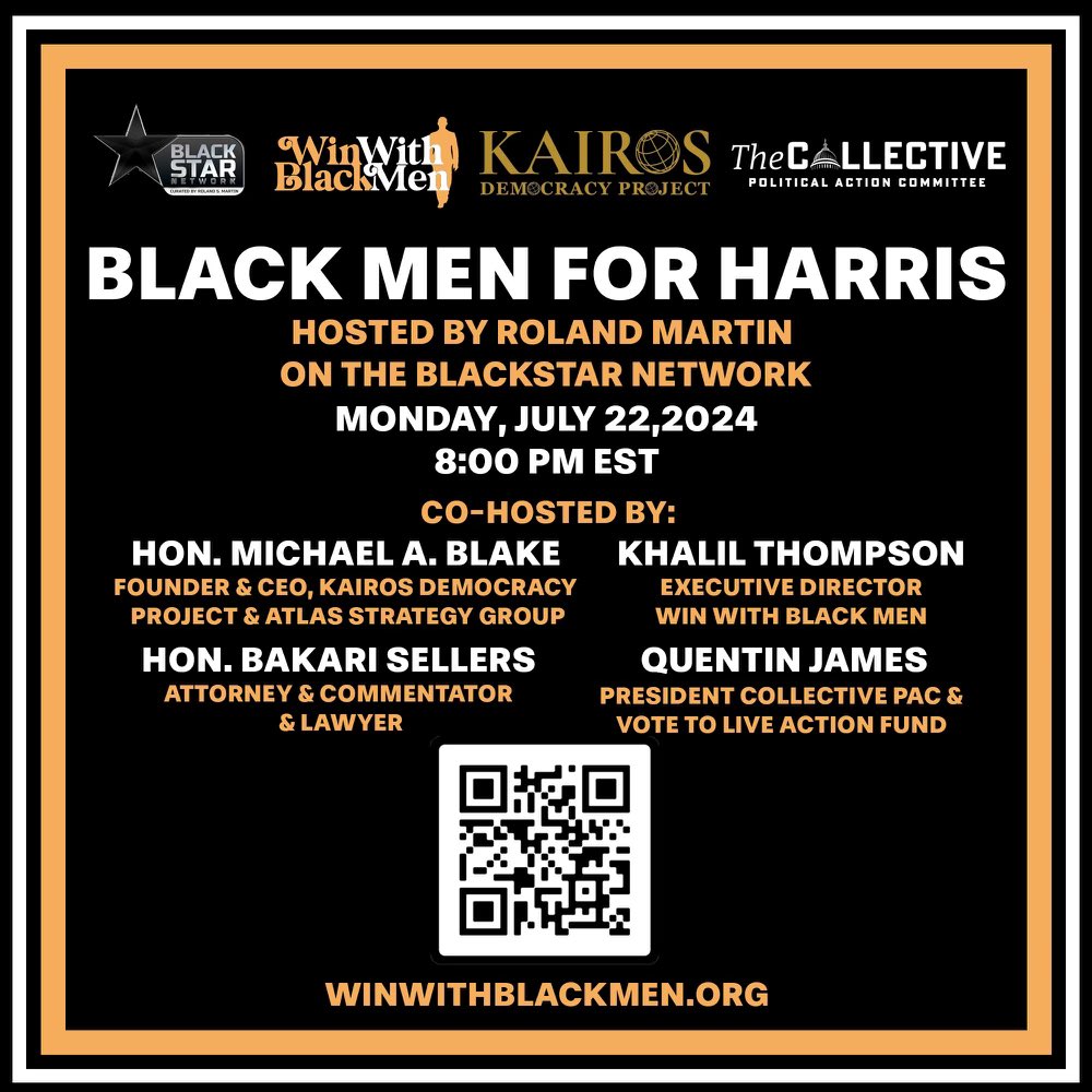 rolandsmartin's tweet image. Brothers!!!! Let’s go. This is happening TONIGHT at 8 pm EST. Sign up for the video call at WinWithBlackMen.org. We will broadcast on the @blkstarnetwork app and Youtube.com/RolandSMartin
