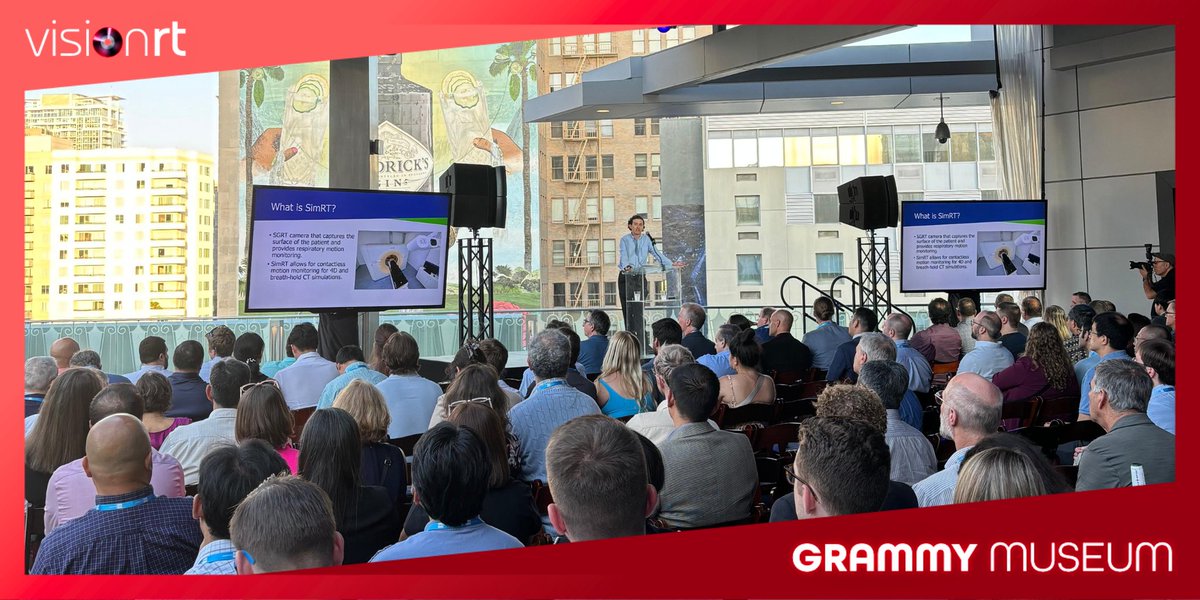 VisionRTLtd's tweet photo. At the GRAMMY Museum, Adi Robison from AdventHealth shared insights on #SimRT. A virtual tracking point is placed on the patient, allowing quick and easy comparison to find the optimal position, shortening appointment times to about 20 minutes. #AAPM2024 #medphys https://t.co/6DqDT0RNdq