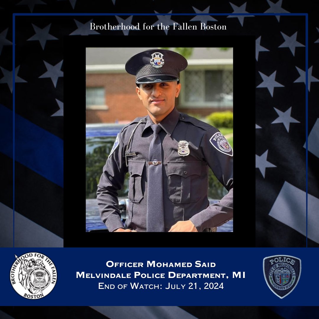 We are devastated to announce the passing of Officer Mohamed Said of the Melvindale, Michigan Police Department who was shot and killed while pursuing a subject shortly before 12:00 pm on July 21, 2024. 

Rest in peace, brother 💙🙏🏻