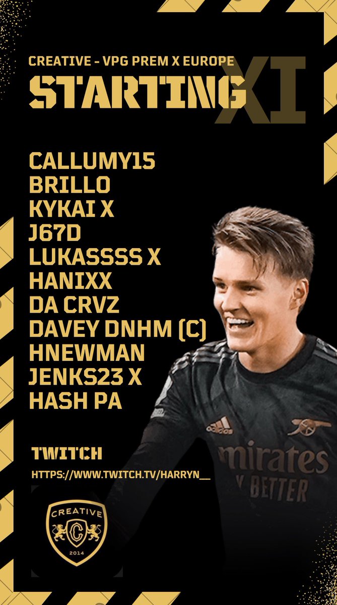 Lineup for <a href="/OfficialVPG/">Virtual Pro Gaming</a> ⚽️ 

English Premier 🏴󠁧󠁢󠁥󠁮󠁧󠁿 
<a href="/VPGUK/">VPG United Kingdom</a> 
8:00 <a href="/QPReSports/">QPR eSports</a> 🏴󠁧󠁢󠁥󠁮󠁧󠁿 

European Premier 🇪🇺
8:45 <a href="/SKYFALLesports_/">SKYFALL</a> 🇹🇷 
9:15 @CF_Pro_Club 🇩🇪 
9:30 @FlairOG 🇫🇷