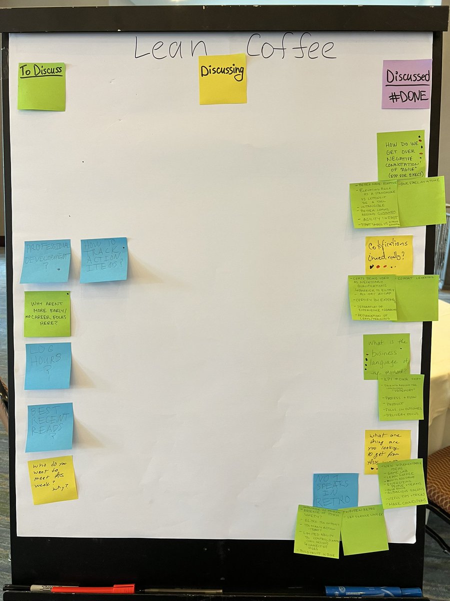 #LeanCoffee Great way to start the day at #Agile2024 (or any gathering for that matter)