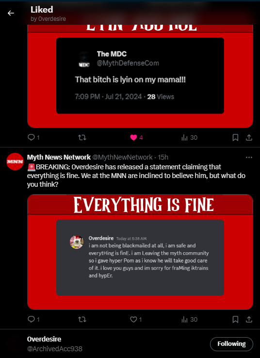 MythNewNetwork's tweet photo. We at the MNN would like to break character for a moment and hope 0verdesire the best in whatever the fuck he does in the near future. https://t.co/i4v9SDzEQ9