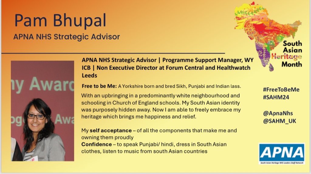 PamelaB04's tweet image. #FreeToBeMe 
#SAHM24 

Great to be celebrating the 5th year of #SouthAsianHeritageMonth 

Thank you for letting me be free to be me @ApnaNhs @WYpartnership @HWLeeds @MyForumCentral 
 
@SAHM_UK