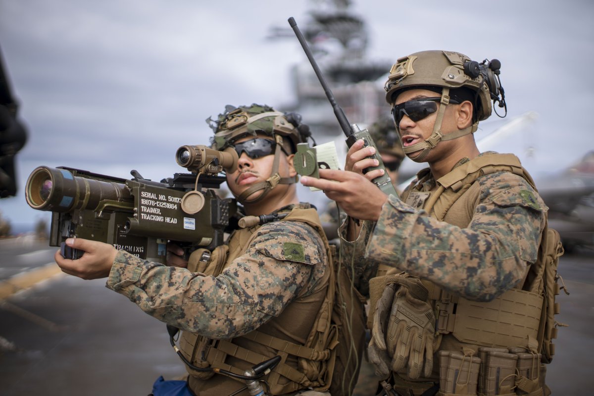 #Marines assigned to the <a href="/15thMEUOfficial/">15th MEU</a> conduct a counter-unmanned aircraft system drill aboard the USS Boxer in the Pacific Ocean, July 20, 2024. 

The 15th MEU is embarked aboard the Boxer Amphibious Ready Group conducting routine operations in U.S. 3rd Fleet. 

#USMC