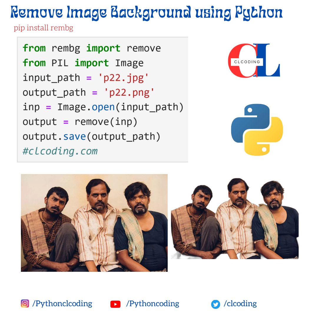 clcoding's tweet image. Remove Image Background using Python from a group photos